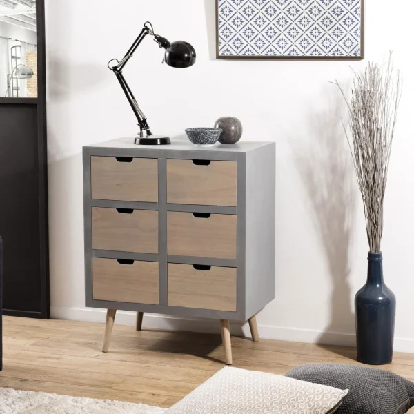 MACABANE Commode 6 Tiroirs – Gris grossiste 1
