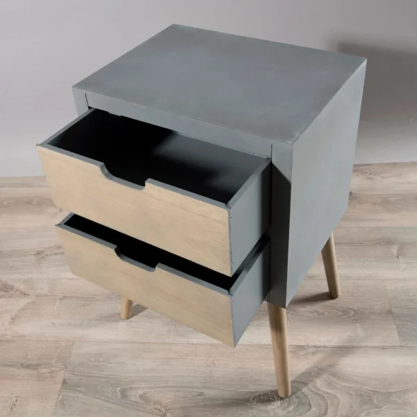 MACABANE Chevet 2 Tiroirs – Gris magasins pour 4