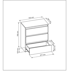 3xeLiving Commode DEMII Avec 3 Tiroirs En Blanc vente en ligne pas cher 6