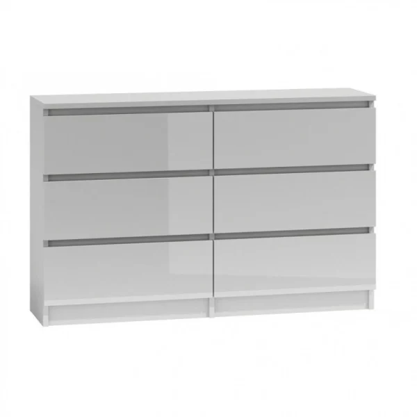 Authentic Original licence 3xeLiving Commode Sieboard DEMII Avec 6 Tiroirs En Blanc/blanc Brillan… 3