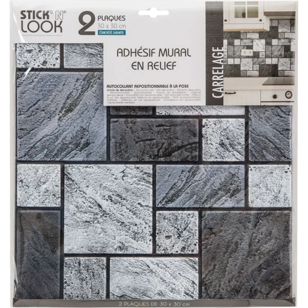 Atmosphera, Createur D’Interieur 2 Stickers Carrelage Mur – Noir Promotio de vente 3