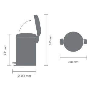 Poubelle Newicon 12 L Noir Mat, Brabantia outlet soldes 9