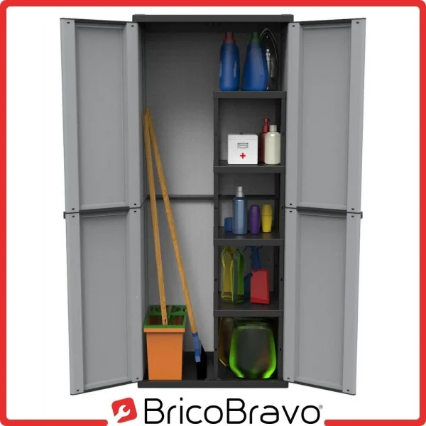 vente en ligne pas cher Marque Generique Armoire Haute De Jardin En Résine Compartiment Range-balais J-LINE368 1