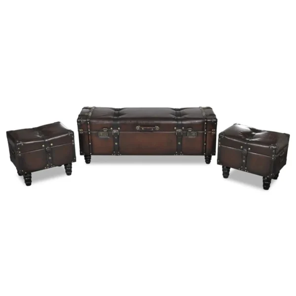 soldes VidaXL Ensemble De Bancs De Rangement 3 Pcs Marron 1