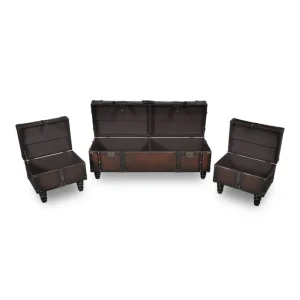 soldes VidaXL Ensemble De Bancs De Rangement 3 Pcs Marron 13
