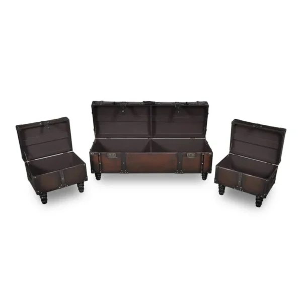 soldes VidaXL Ensemble De Bancs De Rangement 3 Pcs Marron 5