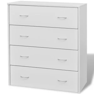 VidaXL Buffet Avec 4 Tiroirs Blanc Commode Meuble De Rangement Armoire mode pas cher 11