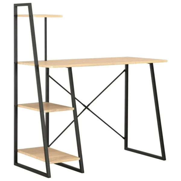 prix de gros VidaXL Bureau Avec Etagère Noir Et Chêne 102x50x117 Cm Table Ordinat… 1