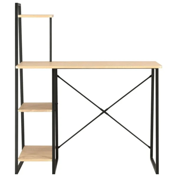 prix de gros VidaXL Bureau Avec Etagère Noir Et Chêne 102x50x117 Cm Table Ordinat… 3
