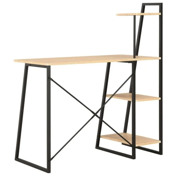 prix de gros VidaXL Bureau Avec Etagère Noir Et Chêne 102x50x117 Cm Table Ordinat… 5