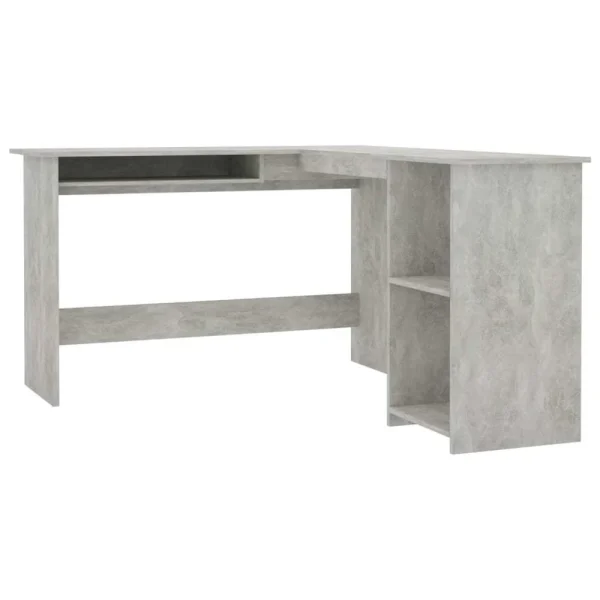 VidaXL Bureau D’Angle En Forme De L Gris Béton Aggloméré Table D’Or… boutique pas cher 3