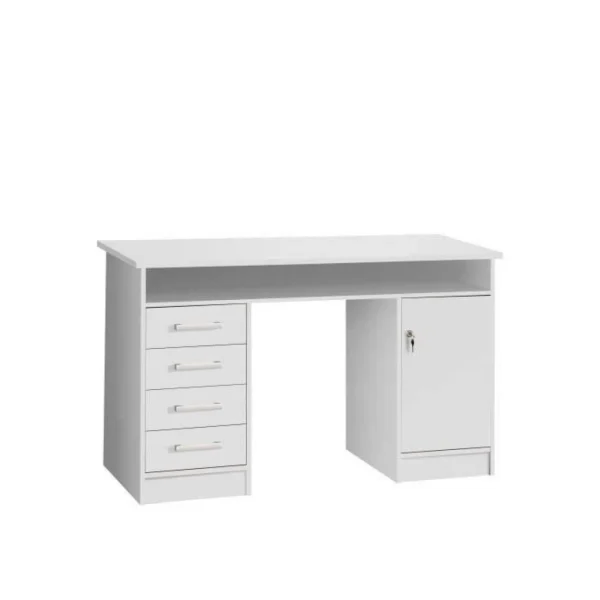 se précipiter pour acheter SANS MARQUE ALICANTE Bureau A Cles, 1 Porte, 4 Tiroirs – Decor Papier Blanc – L 12… 1