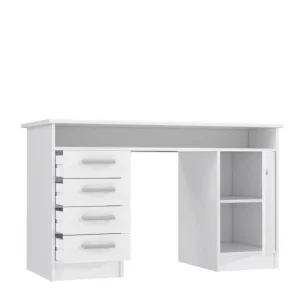 se précipiter pour acheter SANS MARQUE ALICANTE Bureau A Cles, 1 Porte, 4 Tiroirs – Decor Papier Blanc – L 12… 8