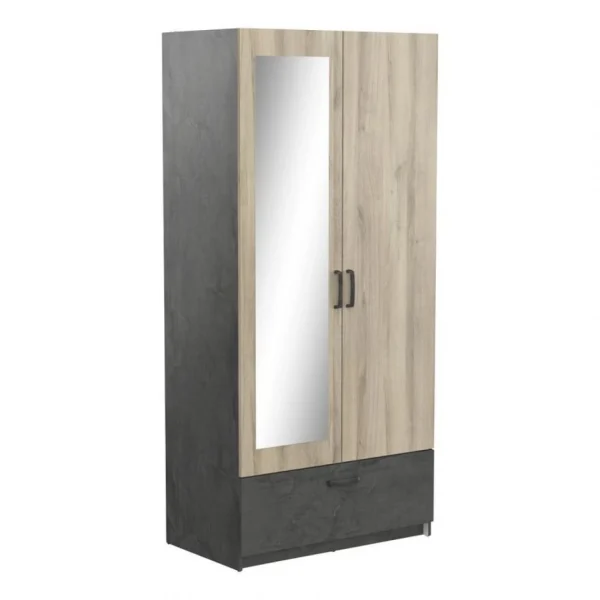 Nouvelle tendance BUT Armoire 2 Portes 1 Tiroir L.89 Cm READY Imitation Chêne Kronberg Et A… 1