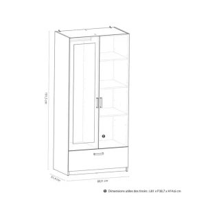 Nouvelle tendance BUT Armoire 2 Portes 1 Tiroir L.89 Cm READY Imitation Chêne Kronberg Et A… 13