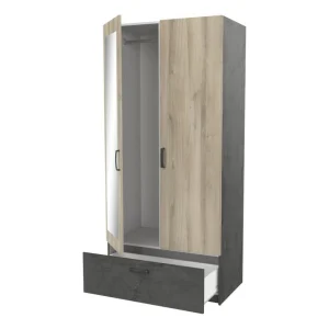 Nouvelle tendance BUT Armoire 2 Portes 1 Tiroir L.89 Cm READY Imitation Chêne Kronberg Et A… 15