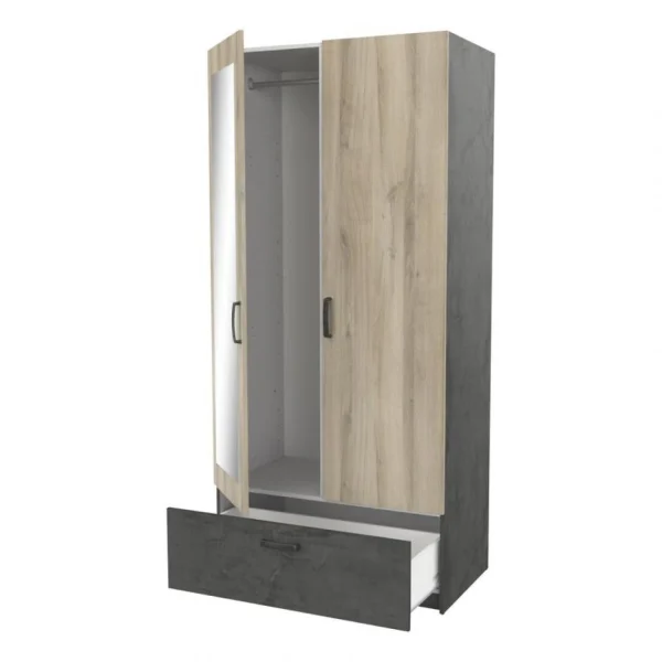 Nouvelle tendance BUT Armoire 2 Portes 1 Tiroir L.89 Cm READY Imitation Chêne Kronberg Et A… 6