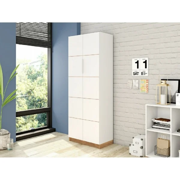 Caemmum Armoire 2 Portes Blanche Haut. 180 Cm magasin pour 4
