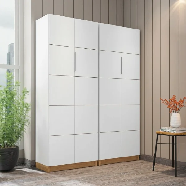 Caemmum Armoire 2 Portes Blanche Haut. 180 Cm magasin pour 6