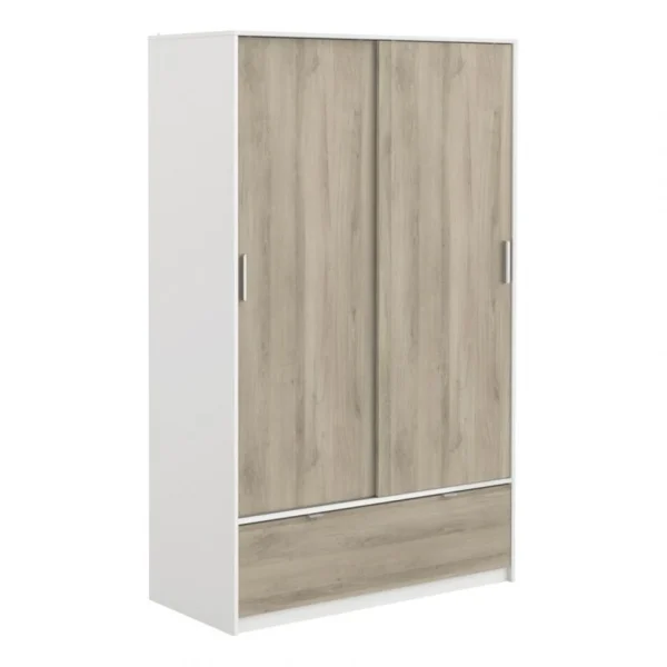 BUT Armoire 2 Portes Coulissantes Imitation Chêne Kronberg Et Blanc L.120… luxe soldes 3