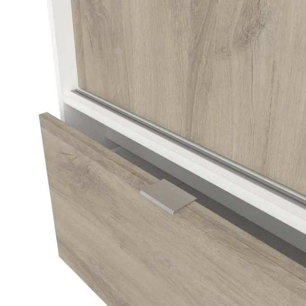 BUT Armoire 2 Portes Coulissantes Imitation Chêne Kronberg Et Blanc L.120… luxe soldes 5