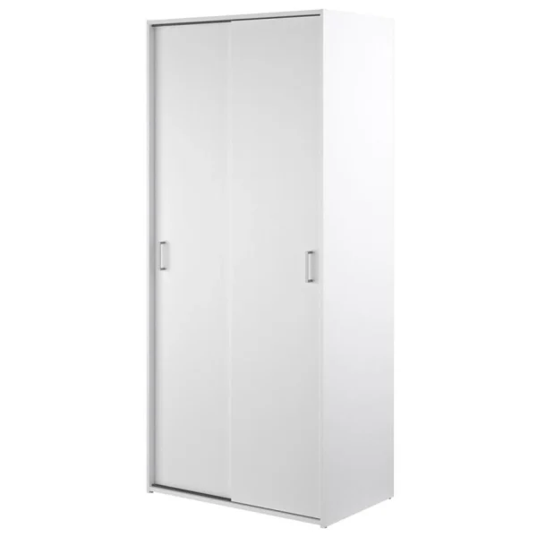 BUT Armoire 2 Portes Coulissantes L. 78 Cm SPACE Blanc à prix imbattables 4