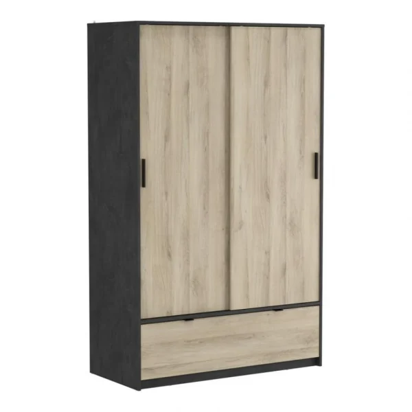 BUT Armoire 2 Portes Coulissantes L.120 Cm Imitation Chêne Kronberg Et Ar… marque pas cher en ligne 1