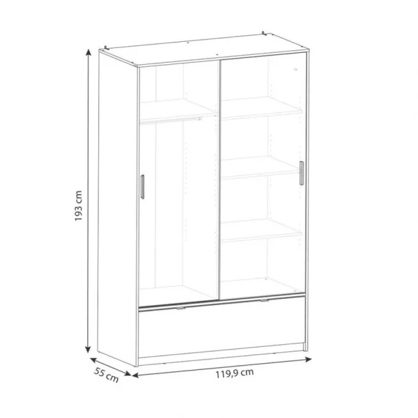 BUT Armoire 2 Portes Coulissantes L.120 Cm Imitation Chêne Kronberg Et Ar… marque pas cher en ligne 4
