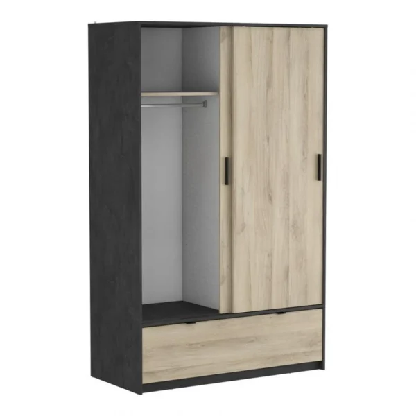 BUT Armoire 2 Portes Coulissantes L.120 Cm Imitation Chêne Kronberg Et Ar… marque pas cher en ligne 5