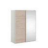 BUT Armoire 2 Portes Coulissantes L.150 Cm ELEGANCE MINI Blanc Et Imitatio… soldes pas cher 7
