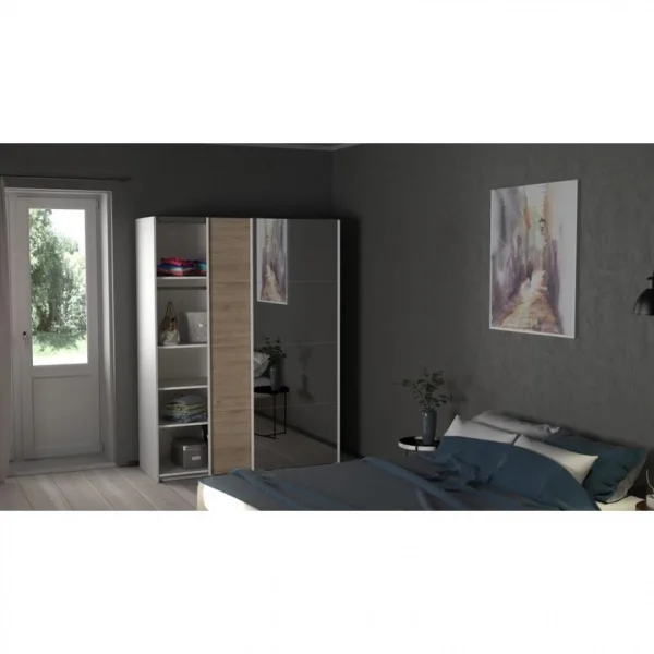 ultratendance BUT Armoire 2 Portes Coulissantes L.150 Cm ELEGANCE MINI Blanc Et Imitatio… 3