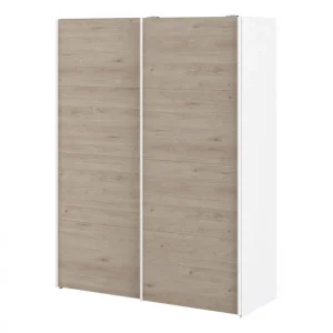 BUT Armoire 2 Portes Coulissantes L.150 Cm ELEGANCE MINI Blanc Et Imitatio… à prix imbattables 11