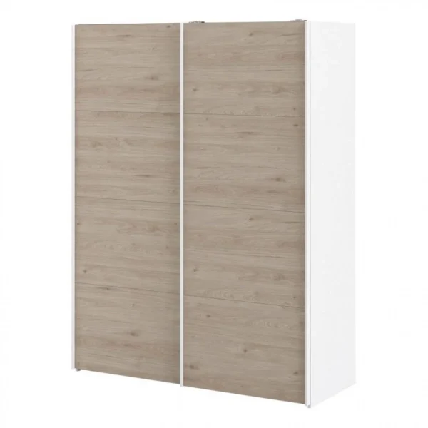 BUT Armoire 2 Portes Coulissantes L.150 Cm ELEGANCE MINI Blanc Et Imitatio… à prix imbattables 4