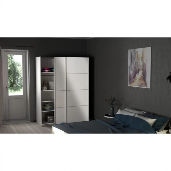 achetez BUT Armoire 2 Portes Coulissantes L.150 Cm ELEGANCE MINI Blanc Laqué 3