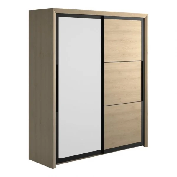 Pas Cher soldes France BUT Armoire 2 Portes Coulissantes L.191 Cm BRUGGES Imitation Châtaignier … 1