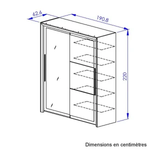Pas Cher soldes France BUT Armoire 2 Portes Coulissantes L.191 Cm BRUGGES Imitation Châtaignier … 11