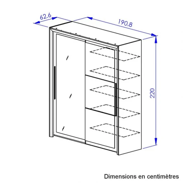 Pas Cher soldes France BUT Armoire 2 Portes Coulissantes L.191 Cm BRUGGES Imitation Châtaignier … 4