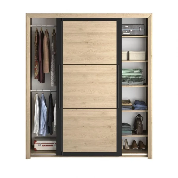 Pas Cher soldes France BUT Armoire 2 Portes Coulissantes L.191 Cm BRUGGES Imitation Châtaignier … 5