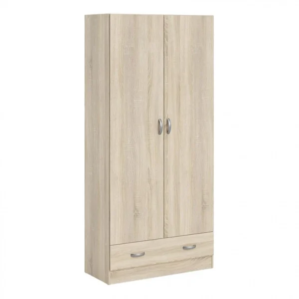 bas prix BUT Armoire 2 Portes L.80 Cm SPACE Imitation Chêne 1