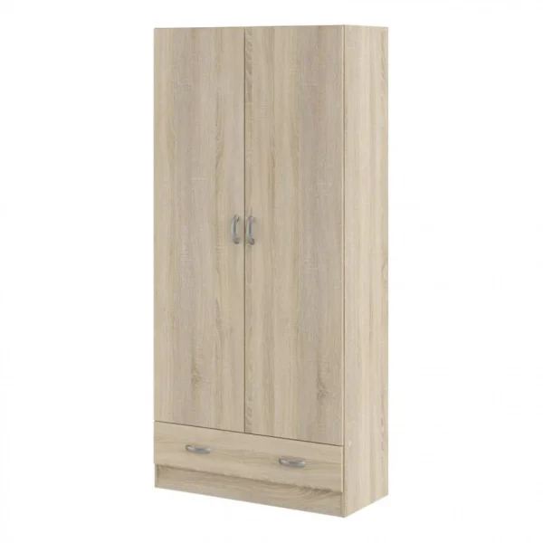 bas prix BUT Armoire 2 Portes L.80 Cm SPACE Imitation Chêne 4