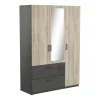 Prestation Et Rapide BUT Armoire 3 Portes 2 Tiroirs L.134 Cm READY Imitation Chêne Kronberg Et… 5