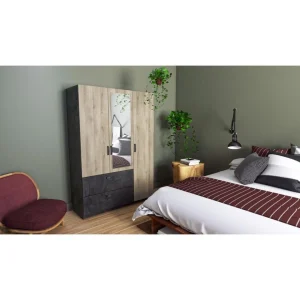 Prestation Et Rapide BUT Armoire 3 Portes 2 Tiroirs L.134 Cm READY Imitation Chêne Kronberg Et… 9