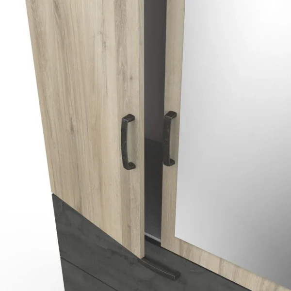 Prestation Et Rapide BUT Armoire 3 Portes 2 Tiroirs L.134 Cm READY Imitation Chêne Kronberg Et… 4