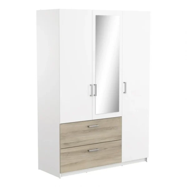 acheter en ligne BUT Armoire 3 Portes 2 Tiroirs L.134 Cm READY Imitation Chêne Kronberg Et… 1