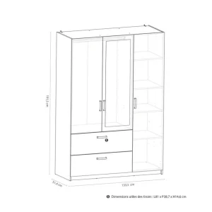 acheter en ligne BUT Armoire 3 Portes 2 Tiroirs L.134 Cm READY Imitation Chêne Kronberg Et… 13
