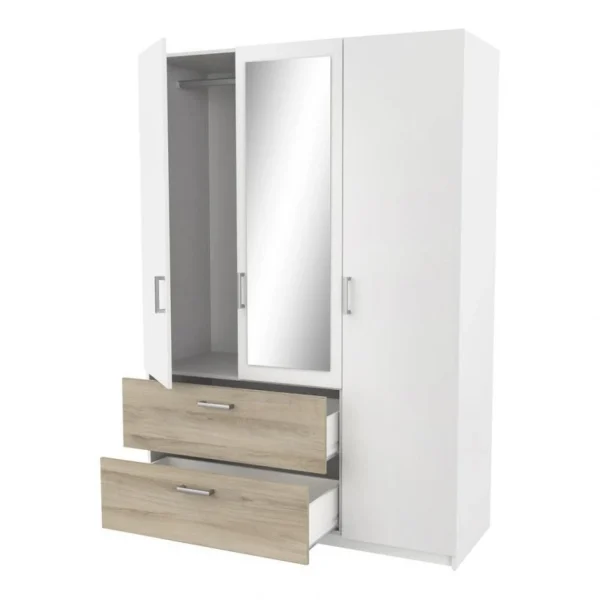 acheter en ligne BUT Armoire 3 Portes 2 Tiroirs L.134 Cm READY Imitation Chêne Kronberg Et… 6