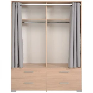 BUT Armoire 4 Tiroirs 2 Rideaux L.153 Cm EKKO Imitation Chêne vente à bas prix 13