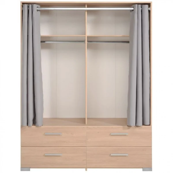 BUT Armoire 4 Tiroirs 2 Rideaux L.153 Cm EKKO Imitation Chêne vente à bas prix 5