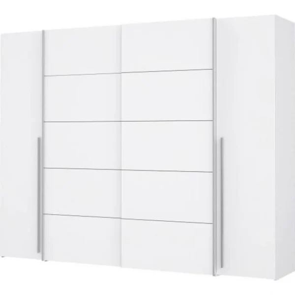 CSTORE Armoire – Blanc Mat – 2 Portes Battantes + 2 Portes Coulissantes – L … Meilleur Prix 1