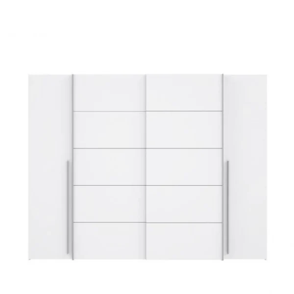 CSTORE Armoire – Blanc Mat – 2 Portes Battantes + 2 Portes Coulissantes – L … Meilleur Prix 3